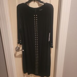 Karen Kane Black Long Sleeve Dress with Silver Stud Row